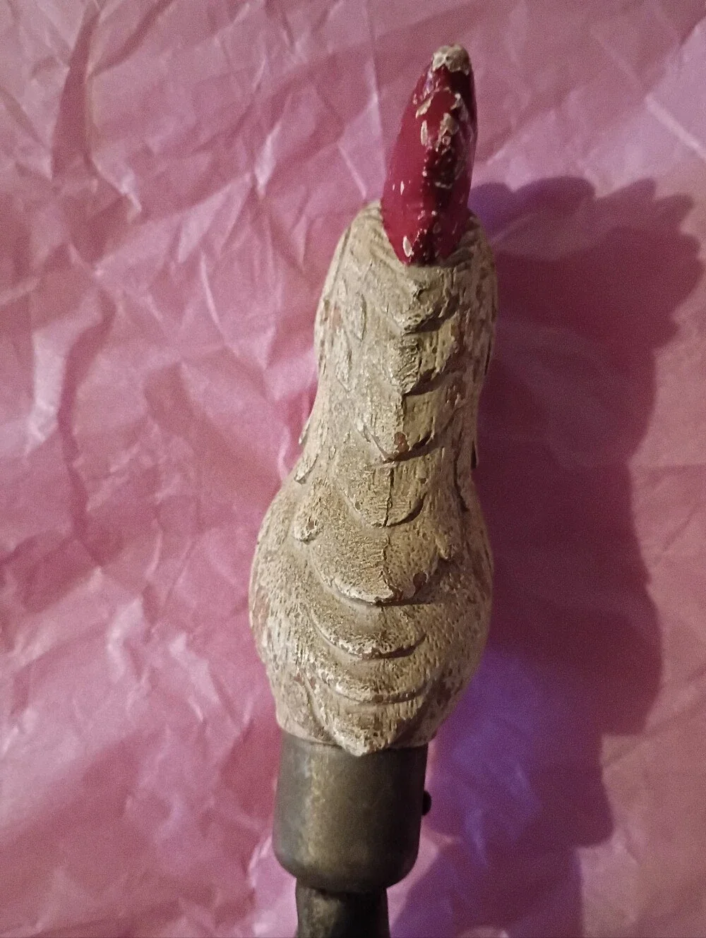 Vintage Rooster Bottle Opener Wooden Chicken Cream and Red